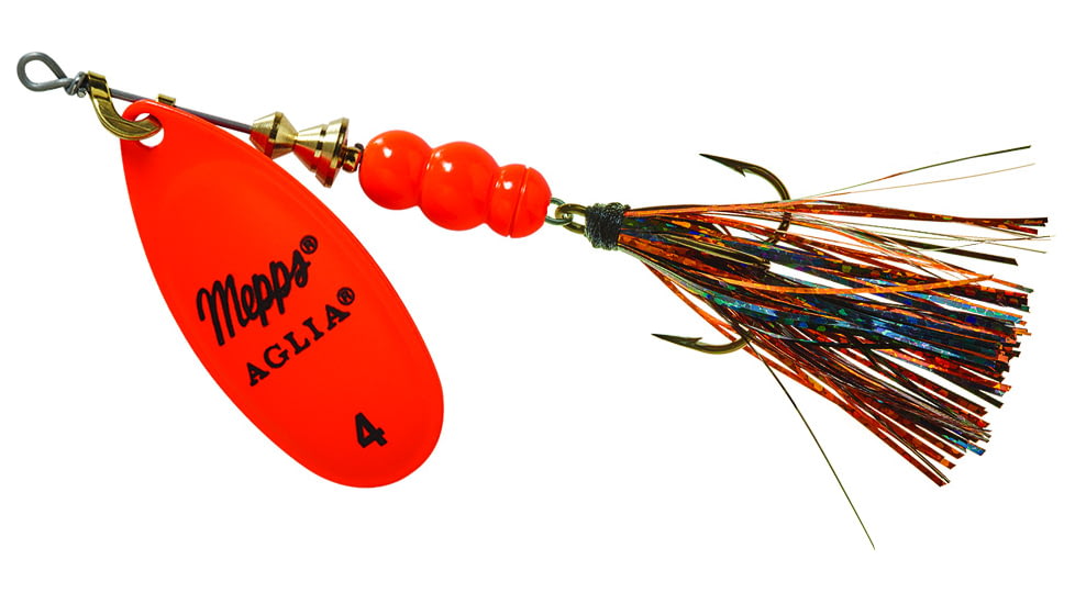 Mepps Aglia Flashabou In-Line Spinner 1/3 oz Hot Orange-Black/Orange, B4FT HO-BO