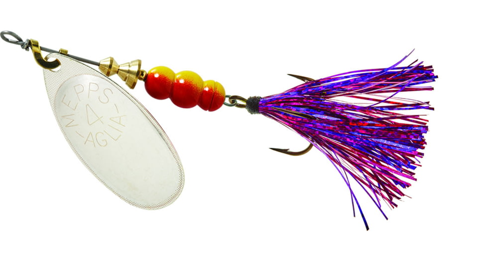 Mepps Aglia Flashabou In-Line Spinner 1/3 oz Silver-Purple/Pink, B4FT S-PPK