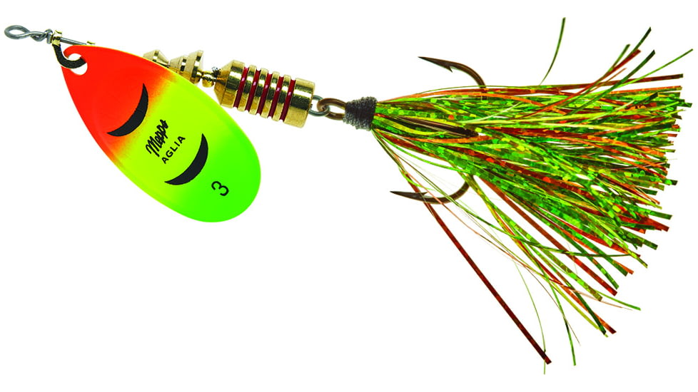 Mepps Aglia Flashabou In-Line Spinner 1/4 oz Hot Fire Tiger, B3FT HFT-FT