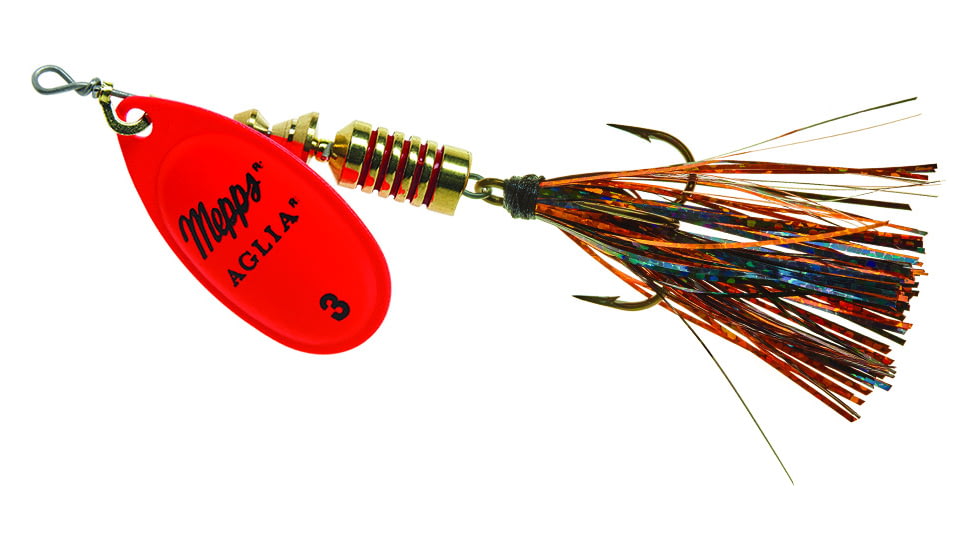 Mepps Aglia Flashabou In-Line Spinner 1/4 oz Hot Orange-Black/Orange, B3FT HO-BO