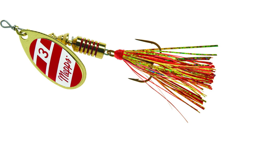 Mepps Aglia Flashabou In-Line Spinner 1/4 oz Red/White-Red/Gold, B3FT G/RW-RG