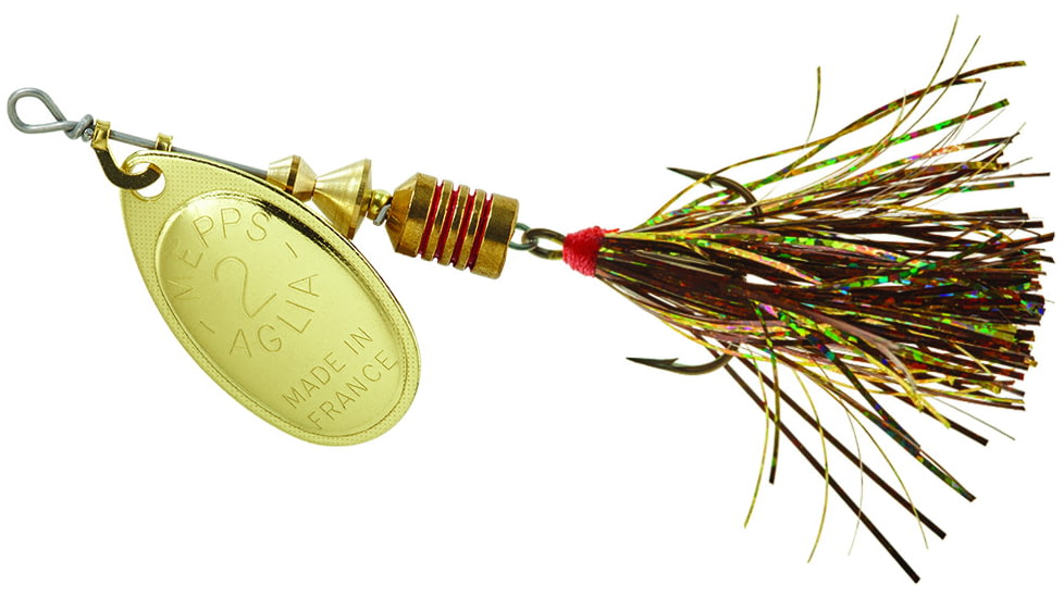 Mepps Aglia Flashabou In-Line Spinner 1/6 oz Gold-Brown/Gold, B2FT G-BRG