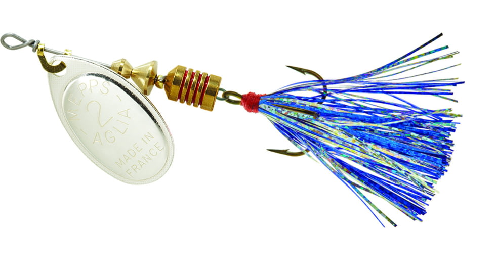 Mepps Aglia Flashabou In-Line Spinner 1/6 oz Silver-Blue/Silver, B2FT S-BLS