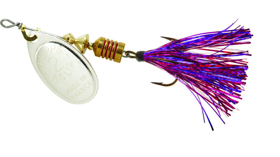 Mepps Aglia Flashabou In-Line Spinner 1/6 oz Silver-Purple/Pink, B2FT S-PPK
