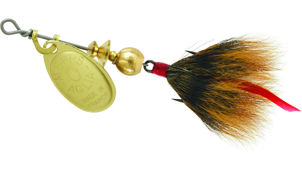 Mepps Aglia In-Line Spinner, 1/12 oz, Dressed Treble Hook, Gold Blade &amp; Brown Tail, B0ST G-BR