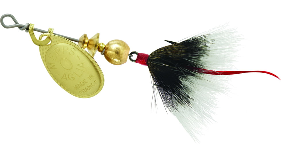Mepps Aglia In-Line Spinner, 1/12 oz, Dressed Treble Hook, Gold Blade &amp; Gray Tail, B0ST G-G