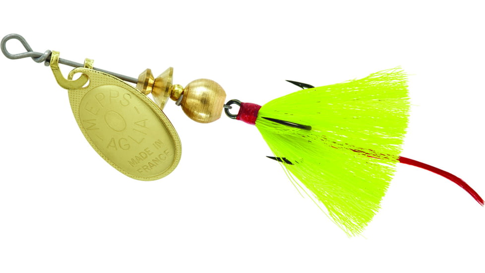 Mepps Aglia In-Line Spinner, 1/12 oz, Dressed Treble Hook, Gold Blade &amp; Yellow Tail, B0ST G-Y