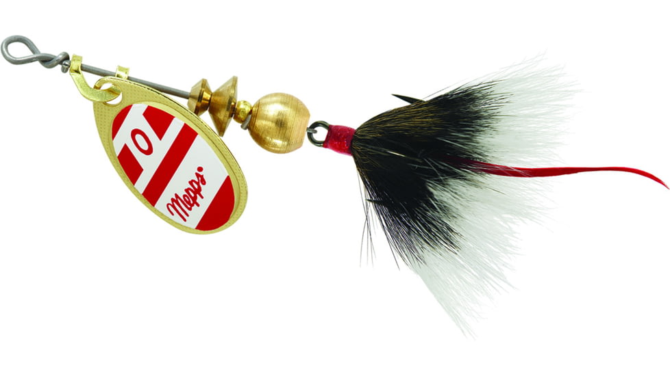 Mepps Aglia In-Line Spinner, 1/12 oz, Dressed Treble Hook, Gold/Red/White Blade/Gray Tail, B0ST G/RW-G