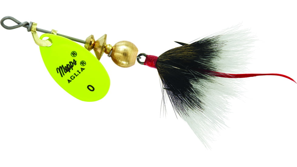Mepps Aglia In-Line Spinner, 1/12 oz, Dressed Treble Hook, Hot Chartreuse Blade &amp; Gray Tail, B0ST HC-G