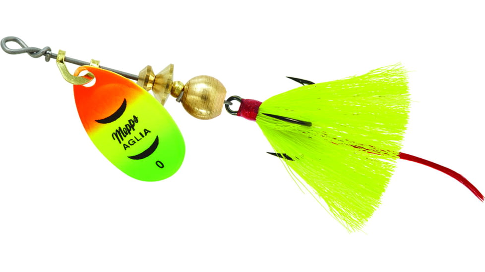 Mepps Aglia In-Line Spinner, 1/12 oz, Dressed Treble Hook, Hot Firetiger Blade &amp; Yellow Tail, B0ST HFT-Y