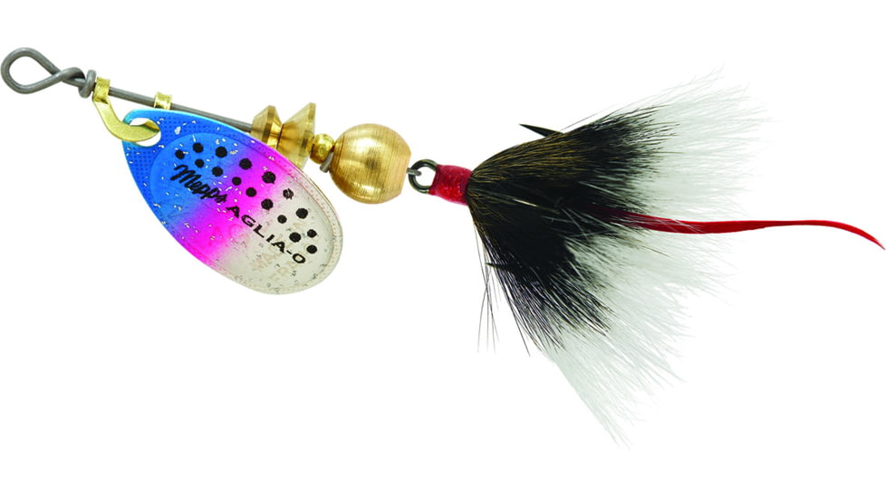 Mepps Aglia In-Line Spinner, 1/12 oz, Dressed Treble Hook, Rainbow Trout Blade &amp; Gray Tail, B0ST RBT-G