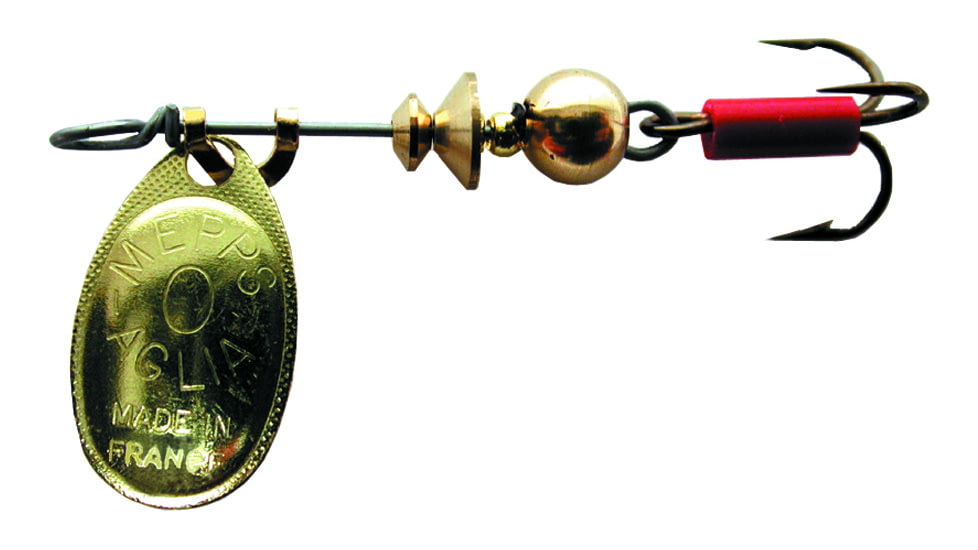 Mepps Aglia In-Line Spinner 1/12 oz, Plain Treble Hook, Gold Blade, B0 G