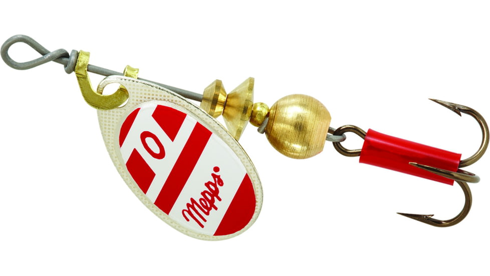 Mepps Aglia In-Line Spinner 1/12 oz, Plain Treble Hook Silver/Red/White Blade, B0 S/RW