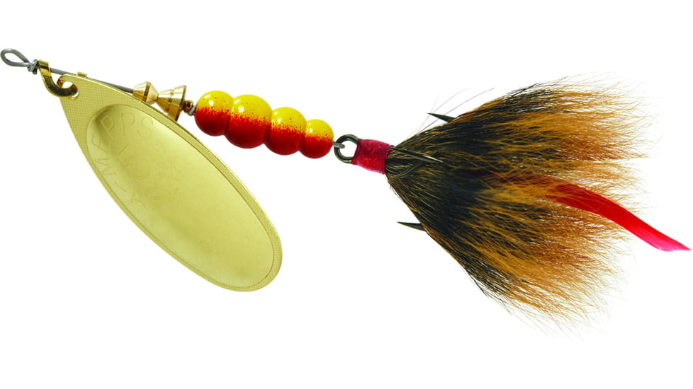 Mepps Aglia In-Line Spinner, 1/2 oz, Dressed Treble Hook, Gold Blade &amp; Brown Tail, B5ST G-BR