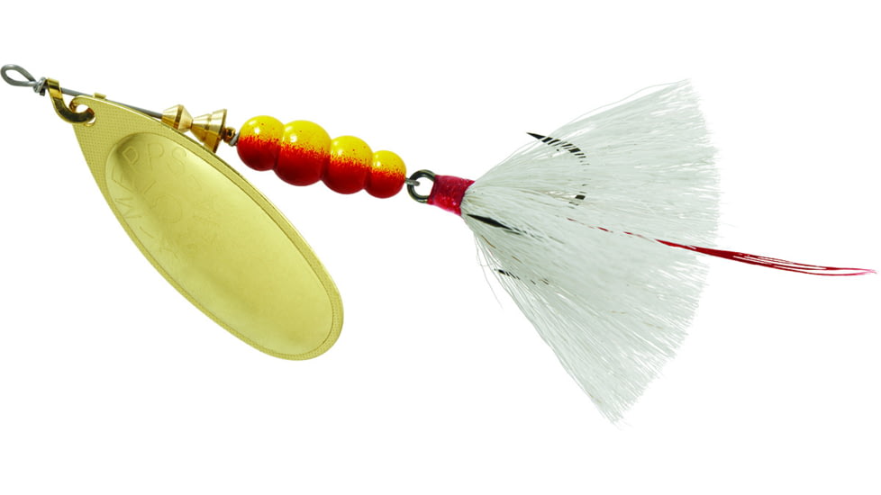 Mepps Aglia In-Line Spinner, 1/2 oz, Dressed Treble Hook, Gold Blade &amp; White Tail, B5ST G-W