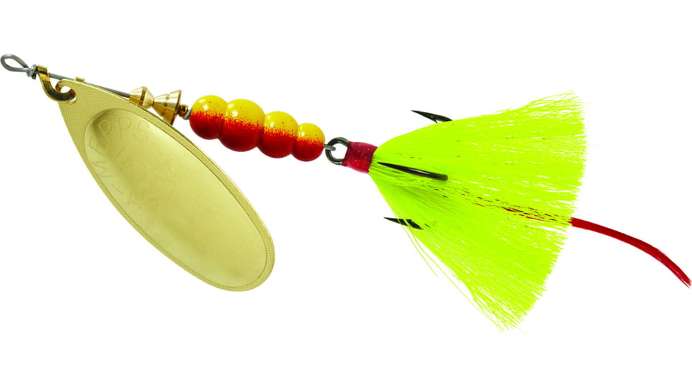 Mepps Aglia In-Line Spinner, 1/2 oz, Dressed Treble Hook, Gold Blade &amp; Yellow Tail, B5ST G-Y