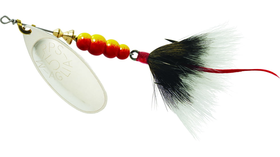 Mepps Aglia In-Line Spinner, 1/2 oz, Dressed Treble Hook, Silver Blade &amp; Gray Tail, B5ST S-G