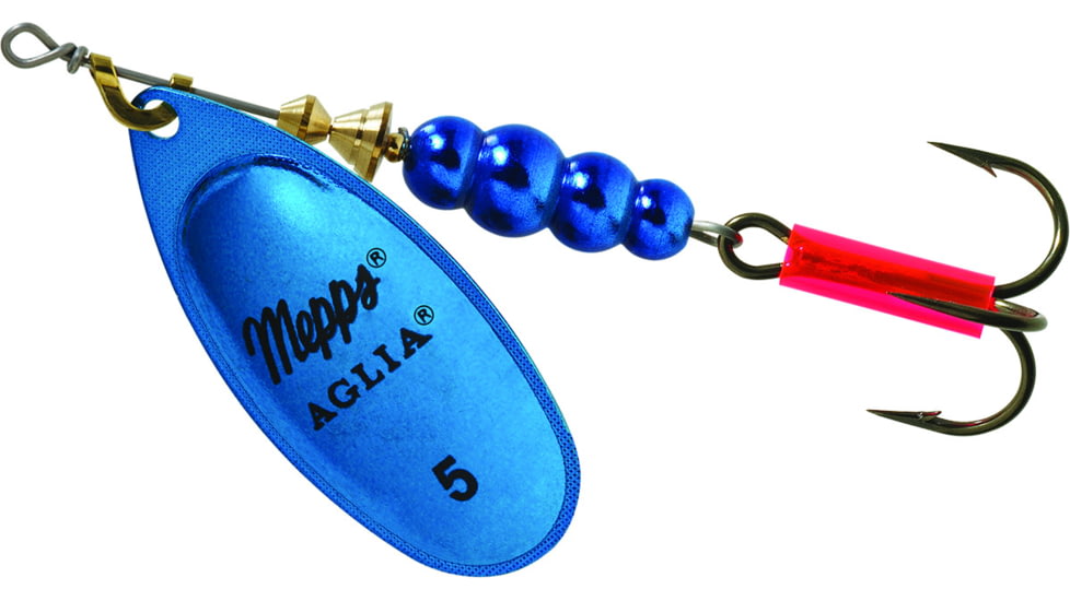 Mepps Aglia In-Line Spinner 1/2 oz, Plain Treble Hook, Blue &amp; Platinum Blade, B5 BLP