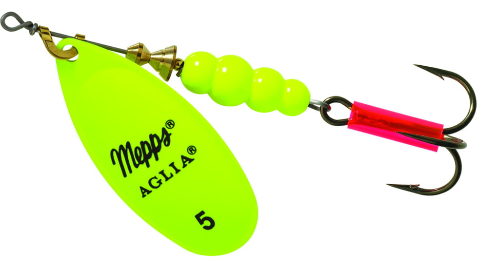 Mepps Aglia In-Line Spinner 1/2 oz, Plain Treble Hook, Hot Chartreuse, B5 HC