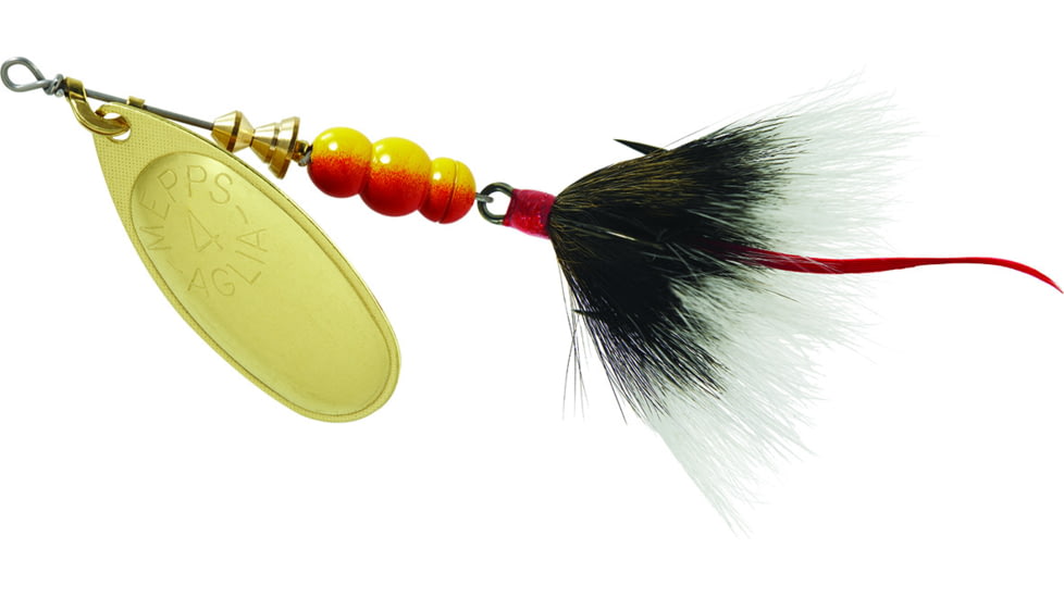 Mepps Aglia In-Line Spinner, 1/3 oz, Dressed Treble Hook, Gold Blade &amp; Gray Tail, B4ST G-G
