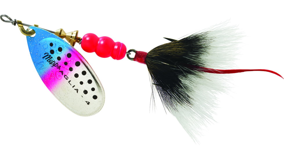 Mepps Aglia In-Line Spinner, 1/3 oz, Dressed Treble Hook, Rainbow Trout Blade &amp; Gray Tail, B4ST RBT-G