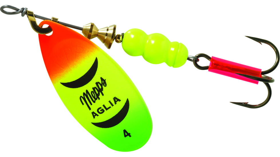 Mepps Aglia In-Line Spinner 1/3 oz, Plain Treble Hook, Hot Firetiger Blade, B4 HFT