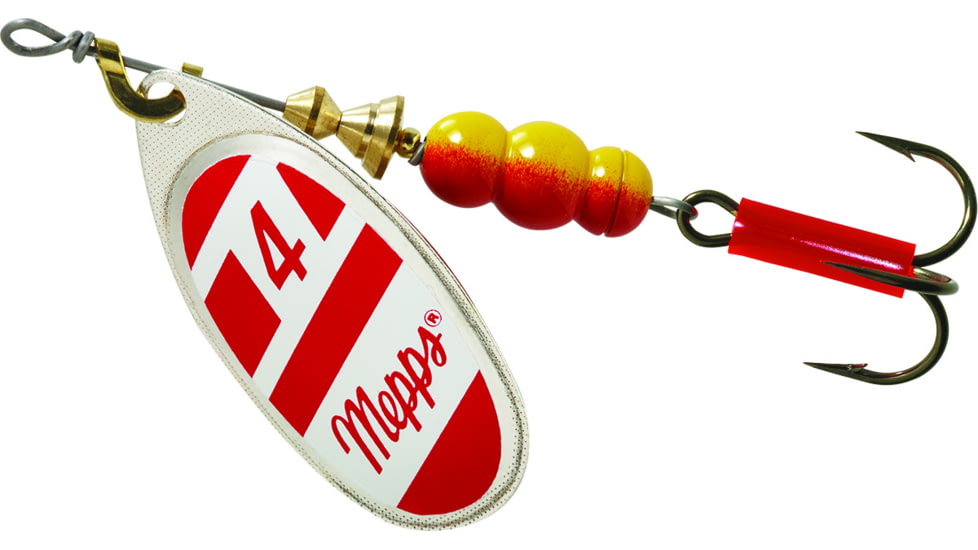Mepps Aglia In-Line Spinner 1/3 oz, Plain Treble Hook Silver/Red/White Blade, B4 S/RW