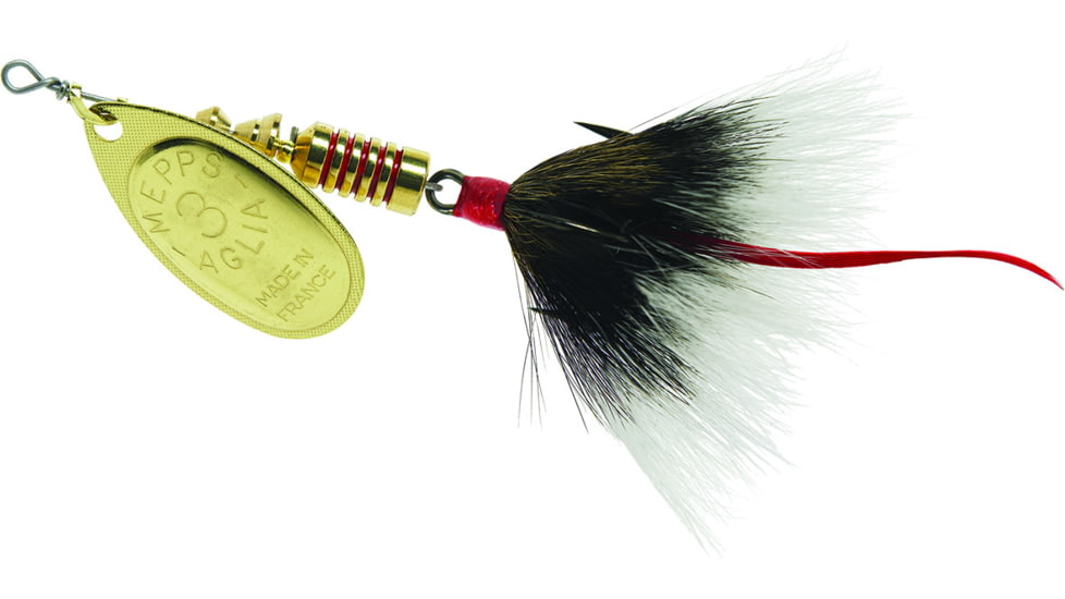 Mepps Aglia In-Line Spinner, 1/4 oz, Dressed Treble Hook, Gold Blade &amp; Gray Tail, B3ST G-G