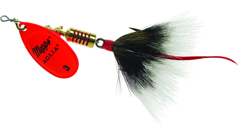 Mepps Aglia In-Line Spinner, 1/4 oz, Dressed Treble Hook, Hot Orange Blade &amp; Gray Tail, B3ST HO-G