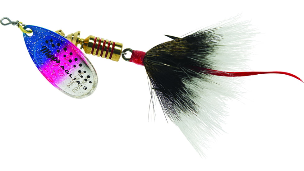 Mepps Aglia In-Line Spinner, 1/4 oz, Dressed Treble Hook, Rainbow Trout Blade &amp; Gray Tail, B3ST RBT-G