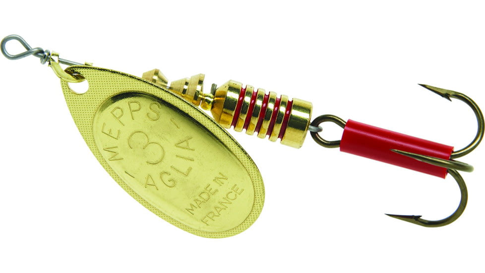 Mepps Aglia In-Line Spinner 1/4 oz, Plain Treble Hook, Gold Blade, B3 G