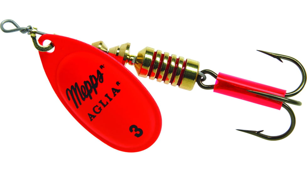Mepps Aglia In-Line Spinner 1/4 oz, Plain Treble Hook, Hot Orange Blade, B3 HO