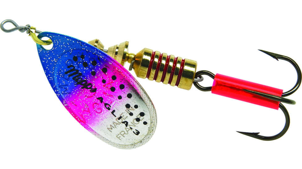 Mepps Aglia In-Line Spinner 1/4 oz, Plain Treble Hook, Rainbow Trout Blade, B3 RBT