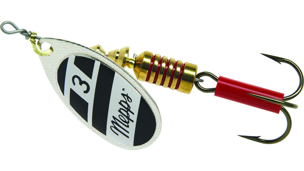 Mepps Aglia In-Line Spinner 1/4 oz, Plain Treble Hook Silver/Black/White Blade, B3 S/BW