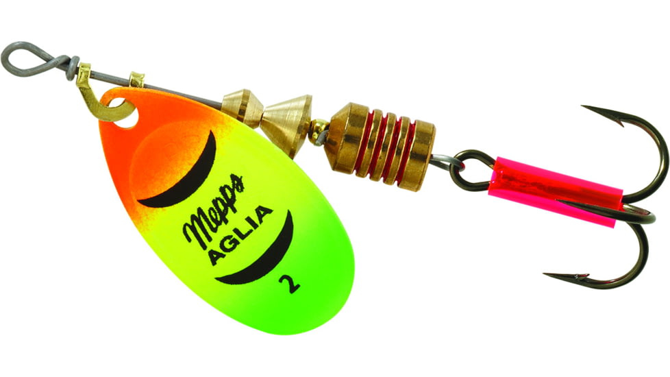 Mepps Aglia In-Line Spinner 1/6 oz, Plain Treble Hook, Hot Firetiger Blade, B2 HFT
