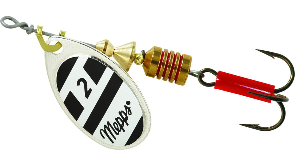 Mepps Aglia In-Line Spinner 1/6 oz, Plain Treble Hook Silver/Black/White Blade, B2 S/BW