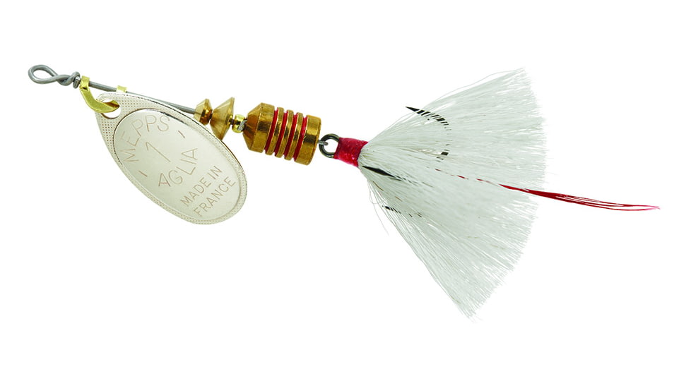 Mepps Aglia In-Line Spinner, 1/8 oz, Dressed Treble Hook, Gold Blade &amp; Gray Tail, B1ST G-G