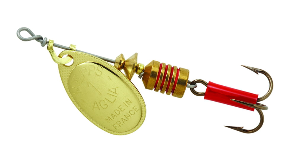 Mepps Aglia In-Line Spinner 1/8 oz, Plain Treble Hook, Gold Blade, B1 G