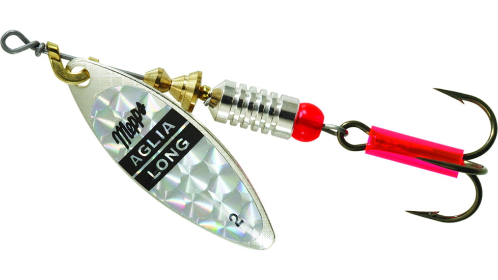 Mepps Aglia Long In-Line Spinner, 1/4 oz, Plain Treble Hook Rainbow Scale Blade, AL2 S/RS
