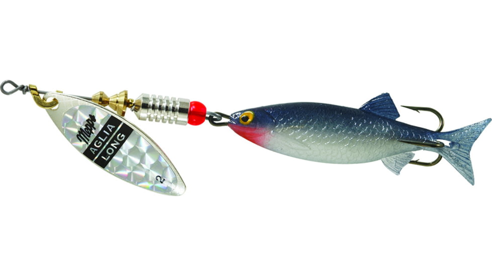 Mepps Aglia Long Mino In-Line Spinner, 2 1/4in, 1/3 oz Rainbow Scale Blade with Shad Mino Tail, AL2M S/RS