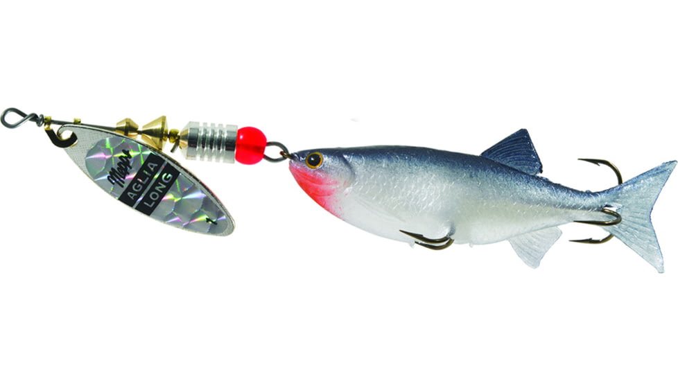 Mepps Aglia Long Mino In-Line Spinner, 2 1/4in, 1/4 oz Rainbow Scale Blade with Shad Mino Tail, AL1M S/RS