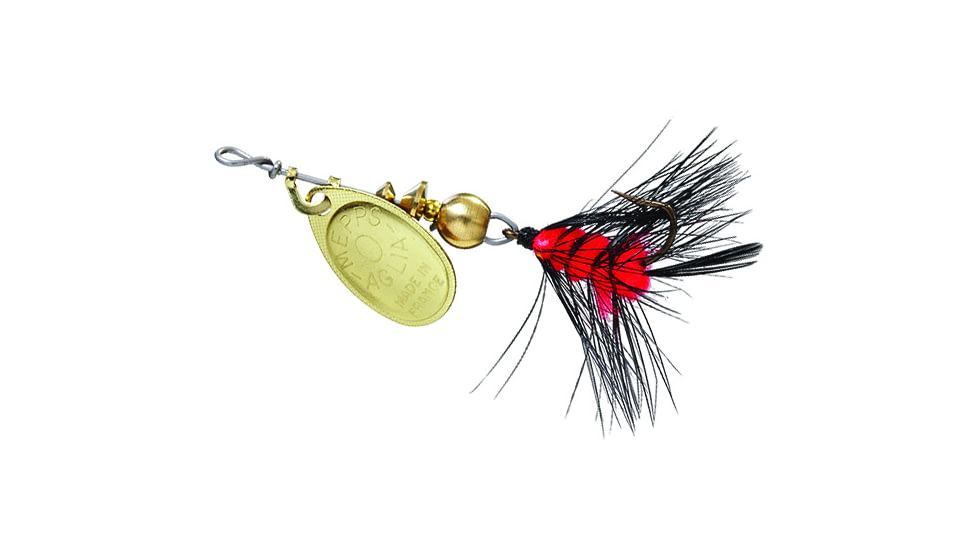 Mepps Aglia Wooly Worm Spin Flies In-Line Spinner, 1/12 oz Single Hook, Gold Blade with Black &amp; Orange Tail, B0W G-BO