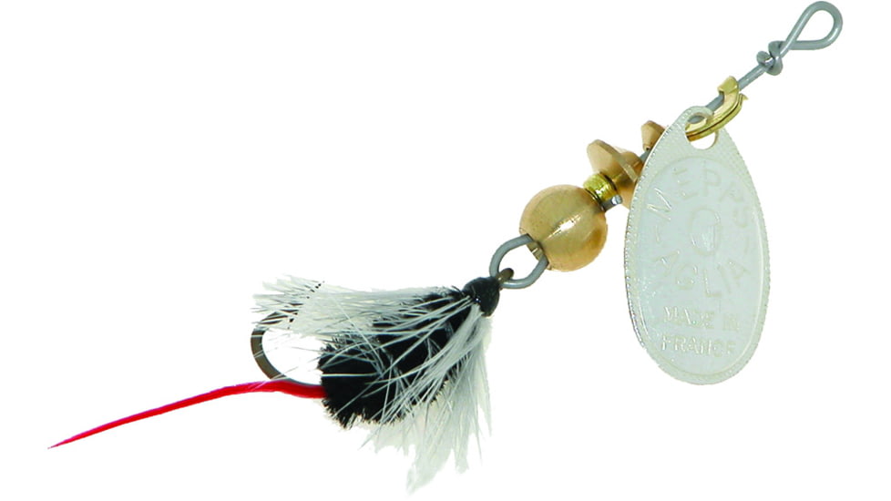 Mepps Aglia Wooly Worm Spin Flies In-Line Spinner, 1/12 oz Single Hook, Silver Blade with Black Tail, B0W S-BK
