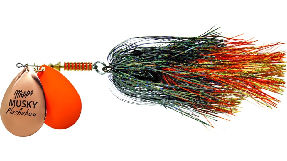 Mepps PBR Double Blade Musky Flashabou 1 1/2 OZ Copper,Hot Orange/Black,Orange,Gold, MFD7T