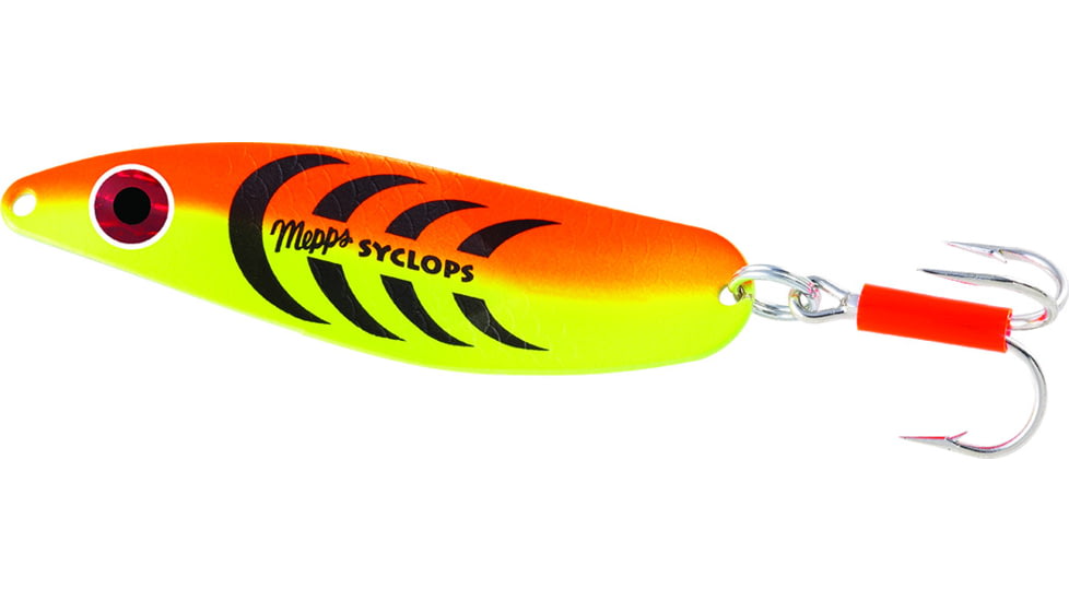Mepps Syclops-Plain Treble 1/4oz Hot Orange/Chartreuse, SY0 HOC