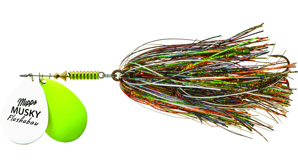 Mepps WLD Double Blade Musky Flashabou 1 1/2 OZ Chartreuse White/Perch, MFD7T