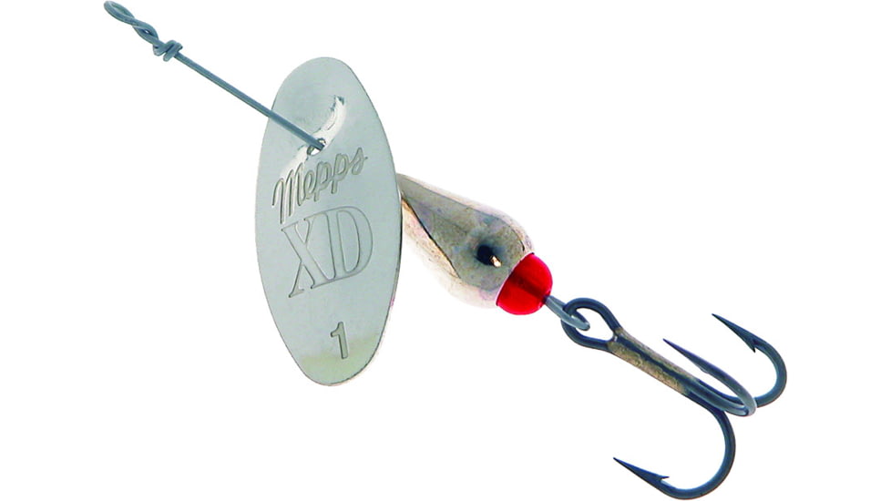 Mepps XD In-Line Spinner 1/10 oz, Plain Treble, Silver Body &amp; Blade, XD1 S-S