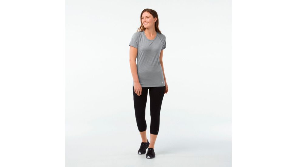 Smartwool Merino 150 Baselayer Pattern Short Sleeve Shirt Womens, Dark Pebble Gray, L, SW015254948-L
