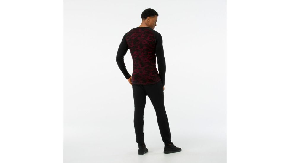 Smartwool Merino 250 Baselayer Pattern Crew-Men's, Black-Tibetan Red, Small, SW0NP601A62-S