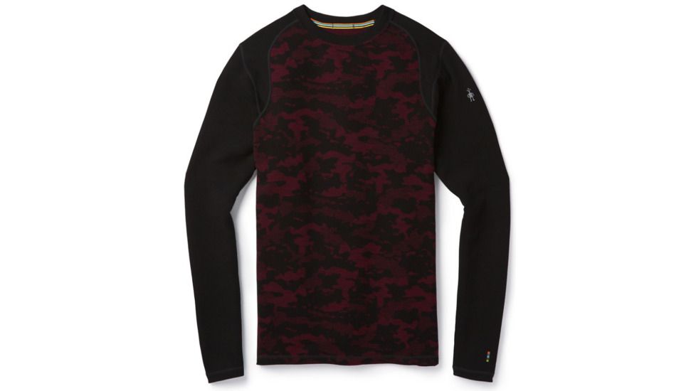 Smartwool Merino 250 Baselayer Pattern Crew-Men's, Black-Tibetan Red, Small, SW0NP601A62-S